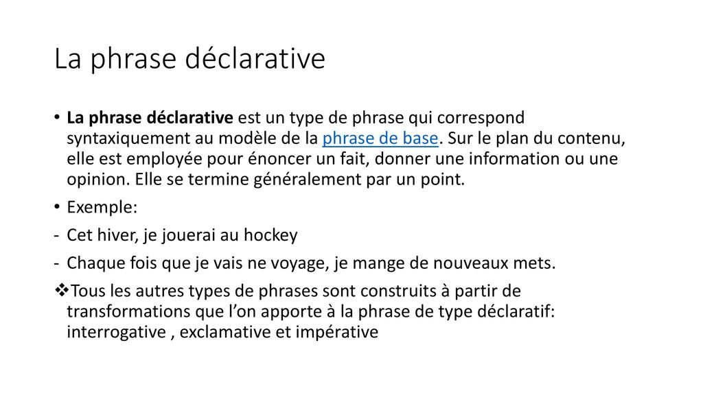 Les types et les formes de phrase ppt télécharger